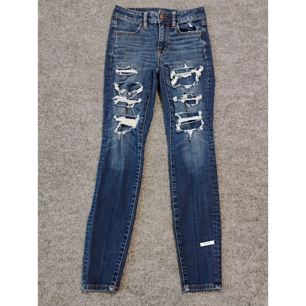 American Eagle Next Level Stretch Ripped Skinny Jeans Women’s Size 6 Distressed